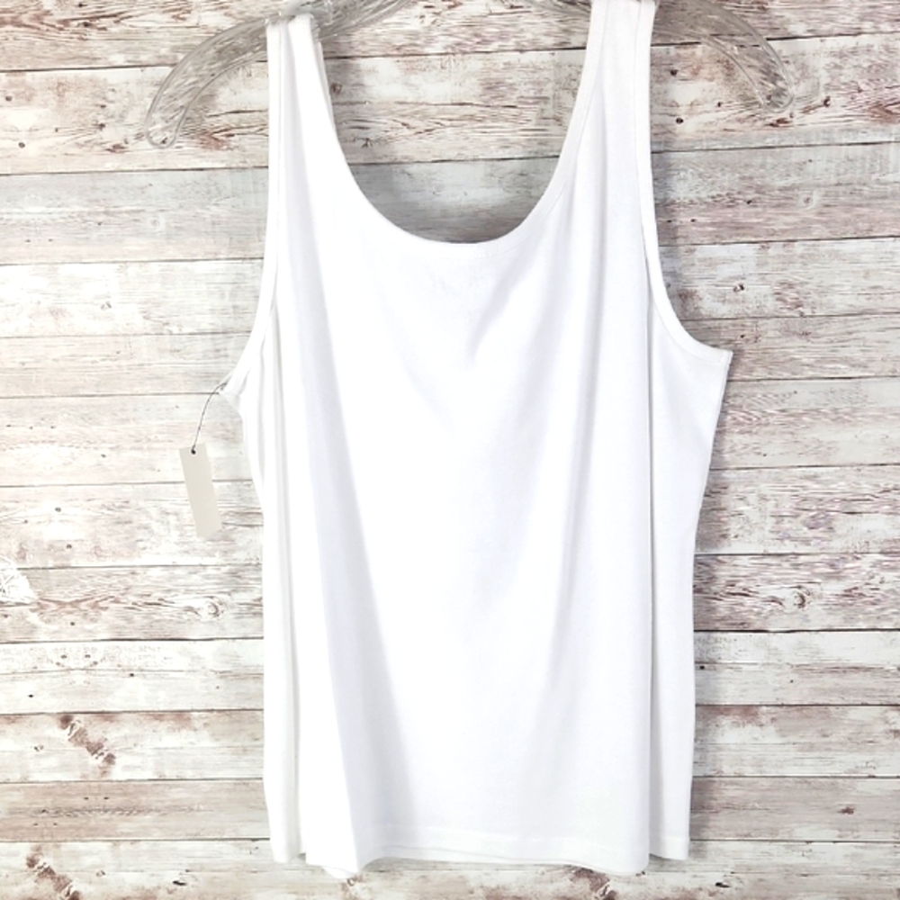Talbots, White Sleeveless Tank Top, Classic, Sz Lp - Picture 6 of 6